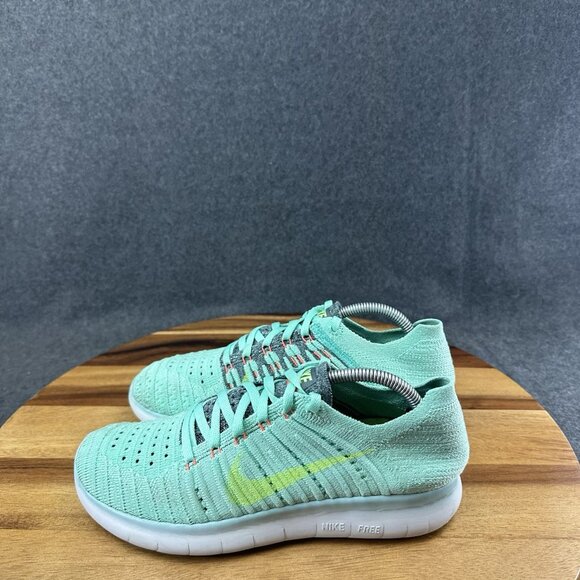 Nike Free Rn Flyknit Green Glow Woman’s Size 6.5 (831070-300) - Picture 6 of 12